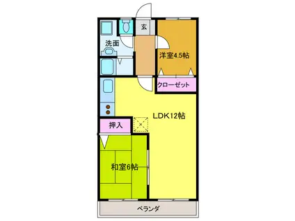 福間口マンション(2LDK/3階)の間取り写真