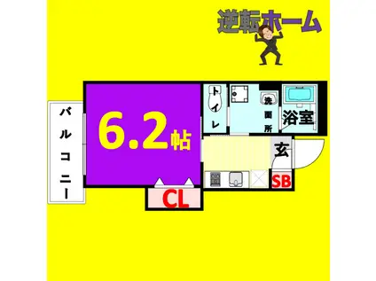 リュクスシティー黄金(1K/1階)の間取り写真