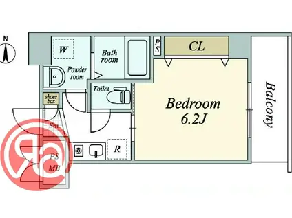 ウインズコート西梅田(1K/4階)の間取り写真