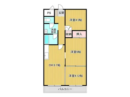 シャルム帯広(3DK/4階)の間取り写真