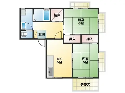 LKフレンスィダーII号館(2DK/1階)の間取り写真