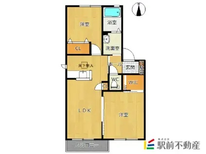 カーサ・ラピスE(2LDK/1階)の間取り写真