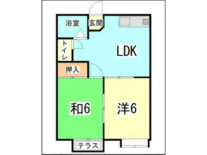 ドミールしのぶ(2DK/2階)の間取り写真