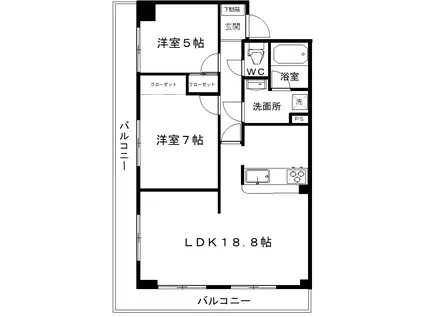 ビューイーストヒルズ(2LDK/1階)の間取り写真