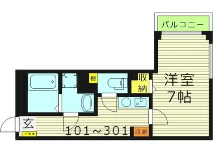 プラディオ成育(1K/3階)の間取り写真