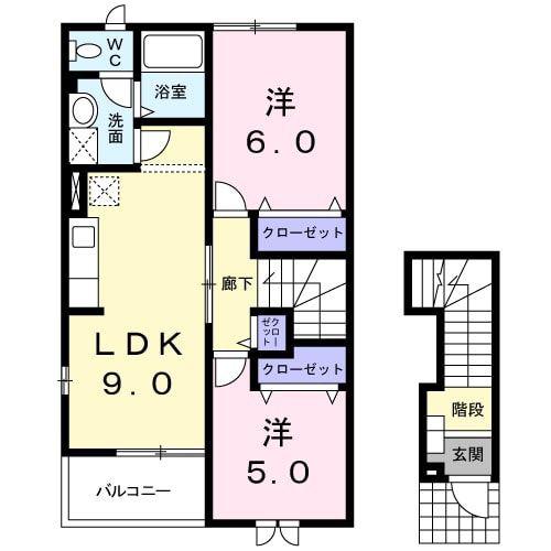 サン・ルミエール七番館(2LDK/2階)の間取り写真