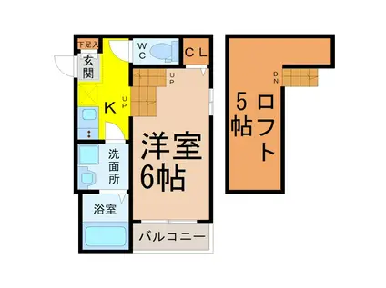 アルバーノ北山(1K/2階)の間取り写真