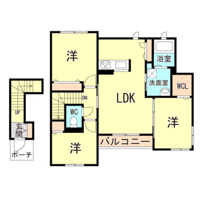 ドミールIII(3LDK/2階)の間取り写真