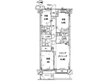 蘇我宮崎町マンション(3LDK/4階)の間取り写真