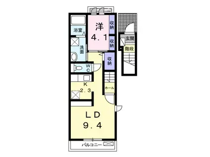 シャンドールI(1LDK/2階)の間取り写真