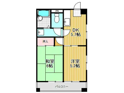 グランデューク西大井(2DK/4階)の間取り写真