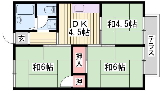 パークハイツ山手(3DK/2階)の間取り写真