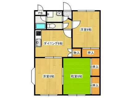 桜コート(3DK/2階)の間取り写真