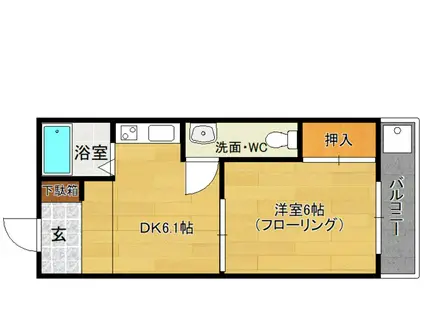 ビラージュ高宮(1DK/5階)の間取り写真