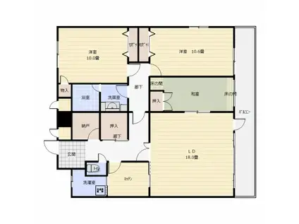 プロシード甲府(3LDK/11階)の間取り写真