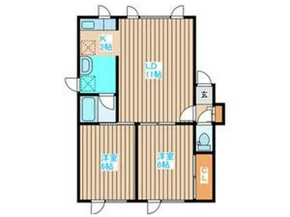 ハイデンスA(2LDK/1階)の間取り写真