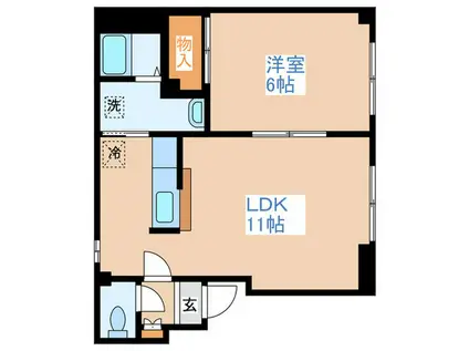 グレースヒルズ平岸(1LDK/4階)の間取り写真