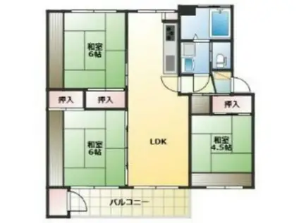 けやき台団地36(3LDK/3階)の間取り写真