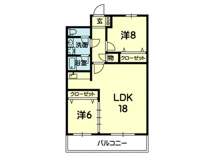 クオリア尾ノ上(2LDK/5階)の間取り写真