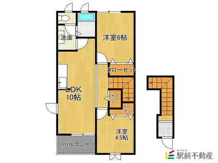 ポム・フルールB(2LDK/2階)の間取り写真