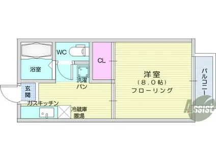 プティパレ富沢(1K/1階)の間取り写真