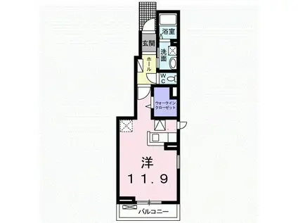 カメリア エス(ワンルーム/1階)の間取り写真