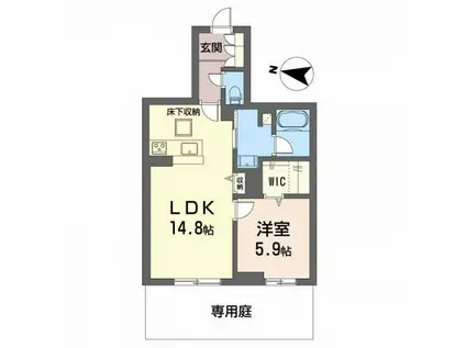 BEREOさくら坂(1LDK/1階)の間取り写真