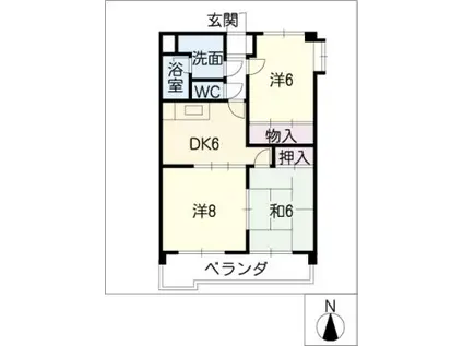 ベルテ21MIURA(3DK/1階)の間取り写真