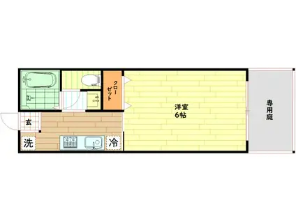 イーストシティー(1K/2階)の間取り写真