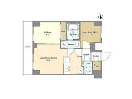 オーガスタレジデンス大森(1SLDK/8階)の間取り写真