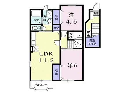 ジュザンB(2LDK/2階)の間取り写真