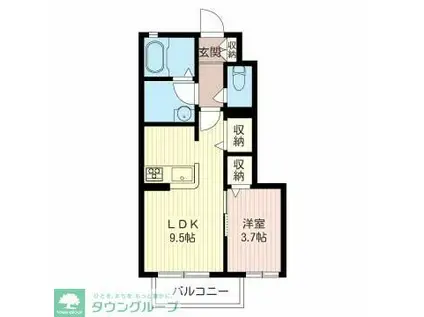 フォンターナ ロッソ(1LDK/1階)の間取り写真