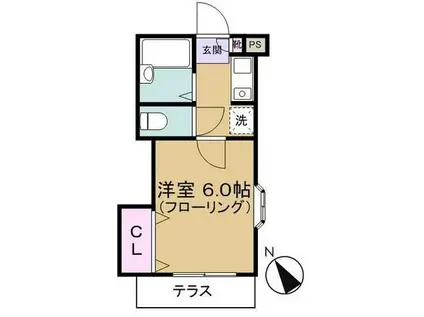 ユーハイツ(1K/2階)の間取り写真