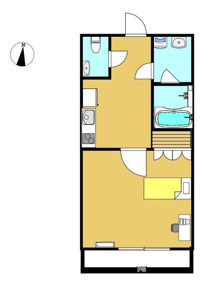 マンションフィールド(1K/2階)の間取り写真