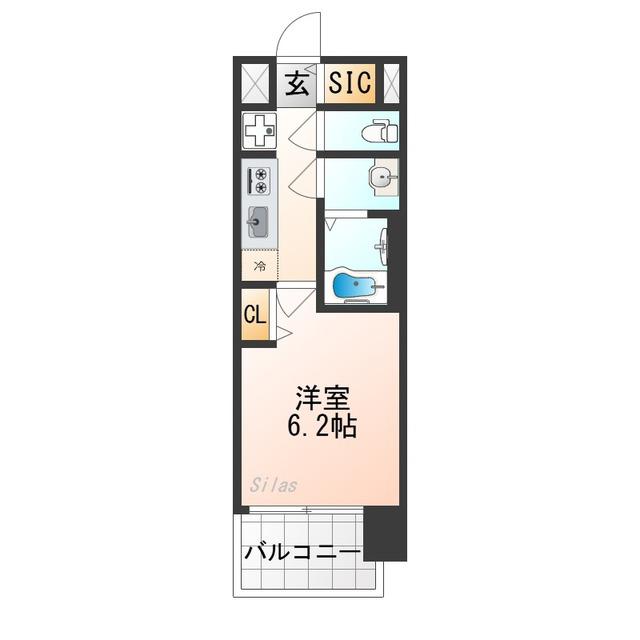 プレサンス大津京町ヴェリス(1K/12階)の間取り写真