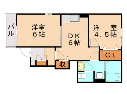 アンポツB(2DK/1階)の間取り写真