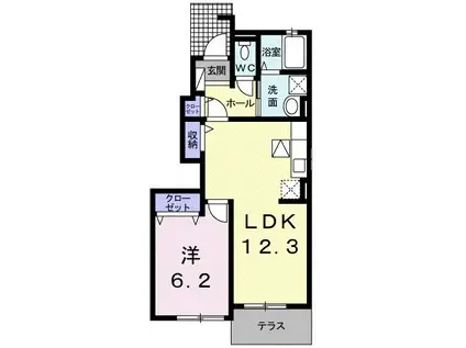 エクセルコート桑原II(1LDK/1階)の間取り写真