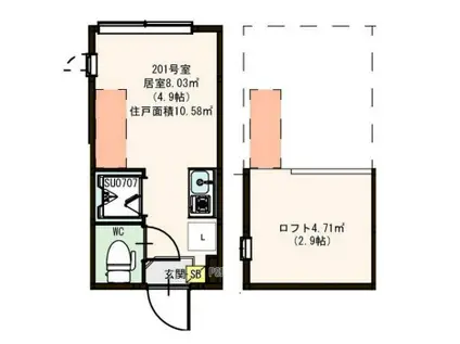 ハーモニーテラス町屋V(ワンルーム/2階)の間取り写真