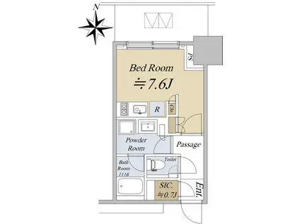大崎駅西口F南地区市街地再開発(ワンルーム/7階)の間取り写真