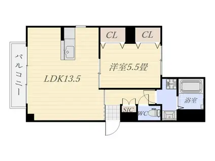 ホープ流星3(1LDK/6階)の間取り写真