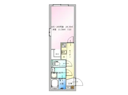 ソレジアート十条(1K/2階)の間取り写真