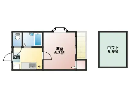 オークヴィラ本陣(1SK/1階)の間取り写真