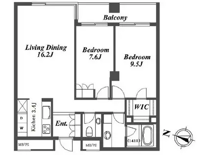 ガーデン碑文谷(2LDK/2階)の間取り写真