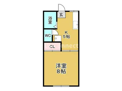 ハイランド西勝山(1K/1階)の間取り写真