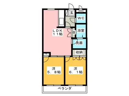 アドラブールF(2LDK/1階)の間取り写真