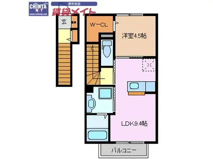 ラ ルーチェ江戸橋(1LDK/2階)の間取り写真