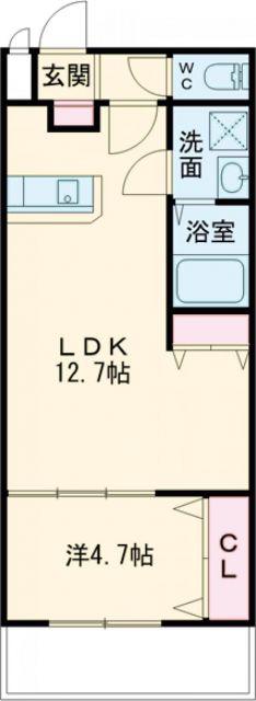 TKアンバーコート浜寺III(1LDK/2階)の間取り写真