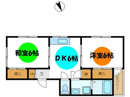 グリーンハイツ(2DK/1階)の間取り写真