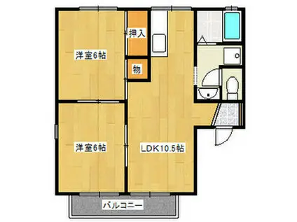 栄林ハイツ第2(2LDK/1階)の間取り写真