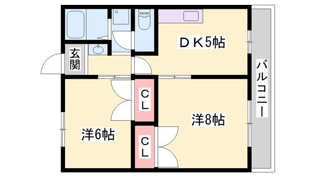 ダイコーポ西藤江(2DK/2階)の間取り写真